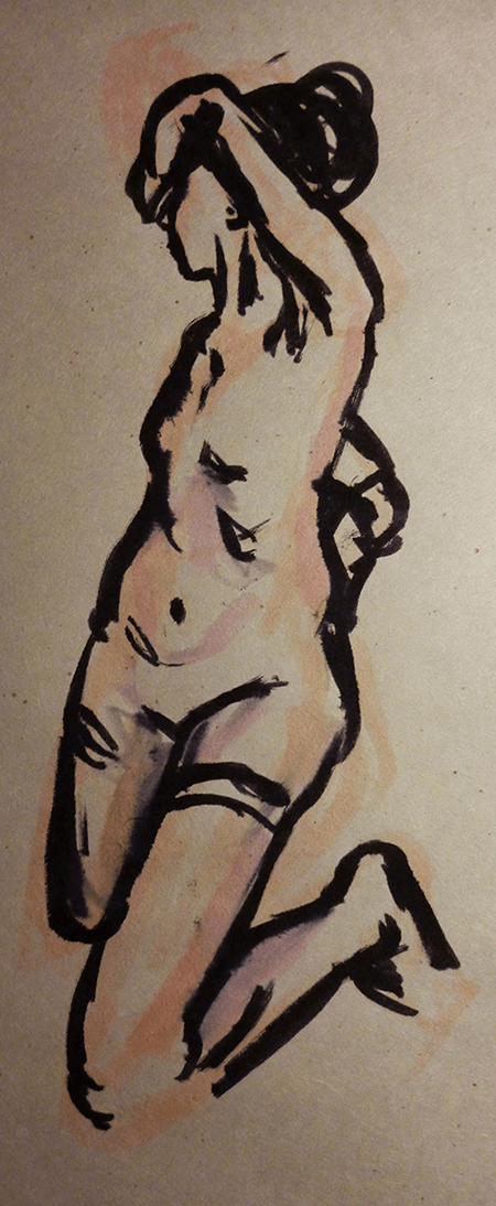 Live Figure Drawing<br/>Traditional medium, ink. Made during a 5 min live figure drawing session