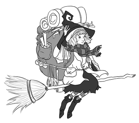 Backpack Witch<br/>Digital sketch for character concept idea