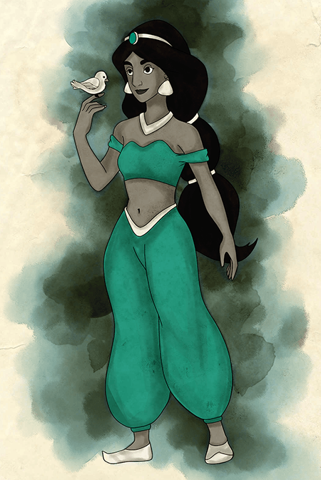 Jasmine<br/>Mixed traditional/digital mediums, pencil and digital coloration